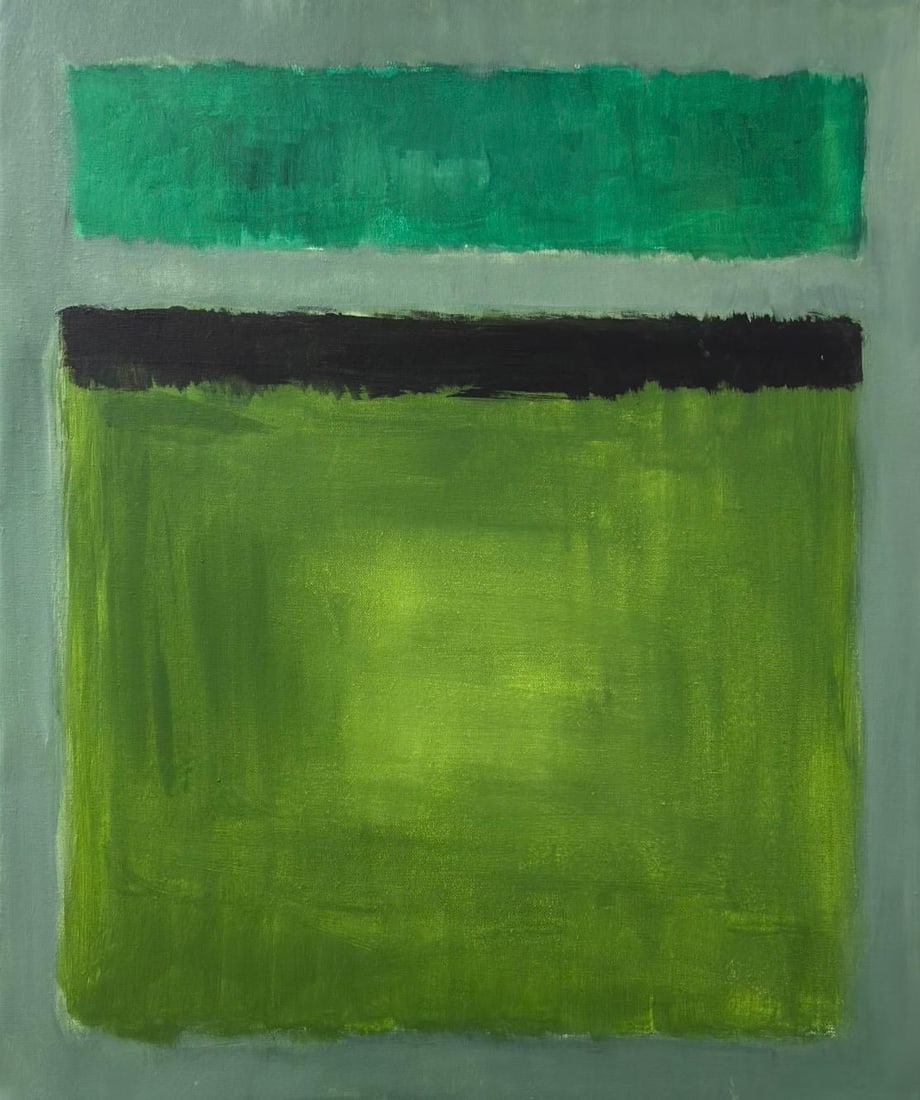 Mark Rothko American 1903-1970 Green Field with Black Band, In the Style of, Oil on Canvas (1 of 4)