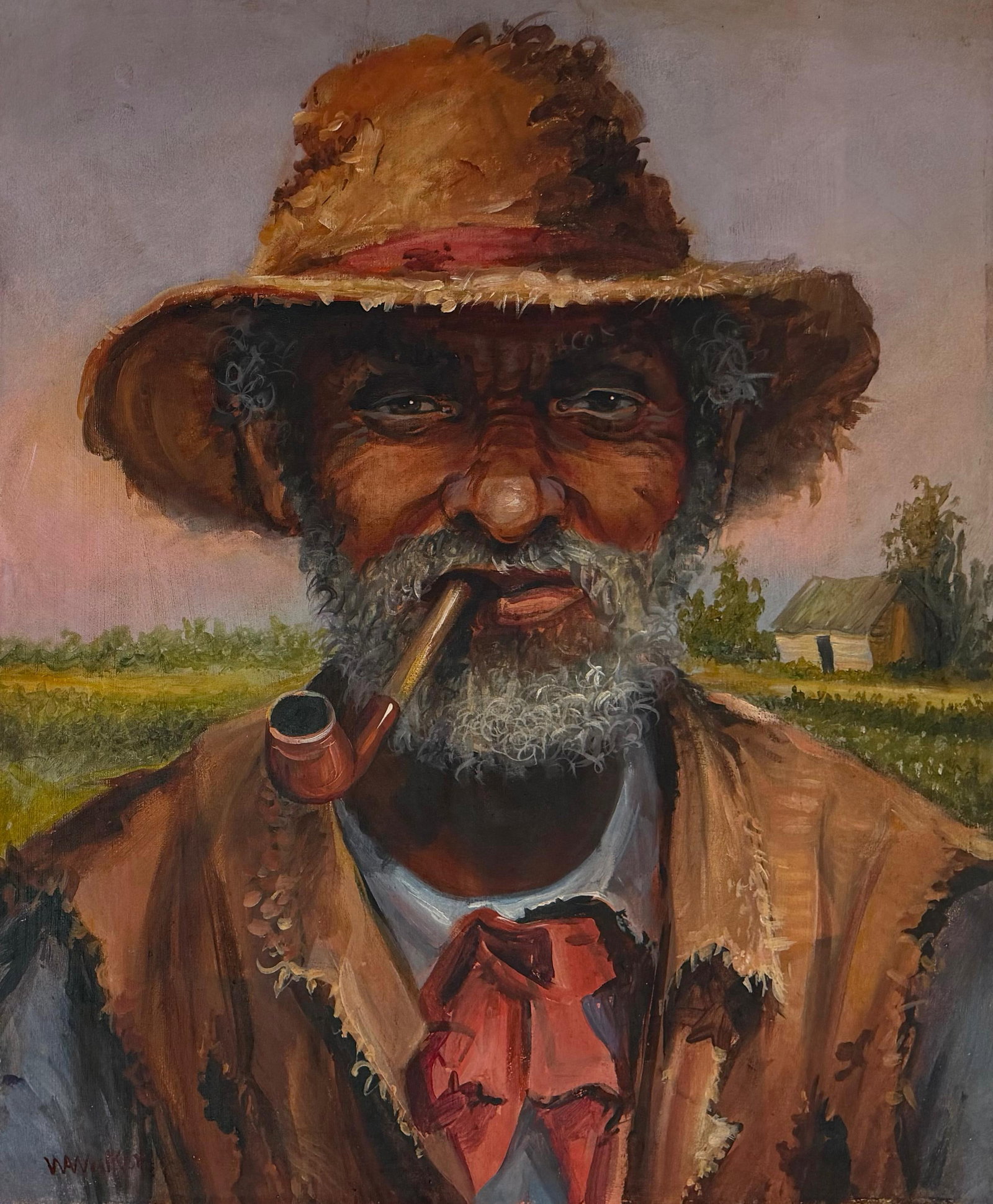 William Aiken Walker American 1838-1921 Portrait of a Farmer with Pipe, In the Style of, Oil on (1 of 5)