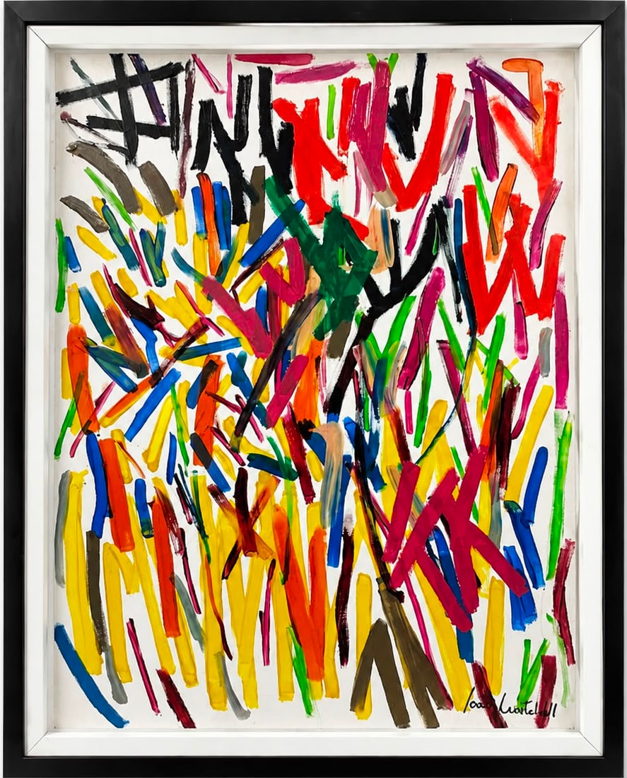 Joan Mitchell American 1925–1992 Oil on Canvas Painting in the Style of Abstract Expressionism: Title: Untitled Abstract Composition Technique: Oil on Canvas. Measures: 31 x 23 inches (78.7 x 58.4 cm). Year: Circa 1960s. Condition: Good overall condition. The painting displays strong color reten