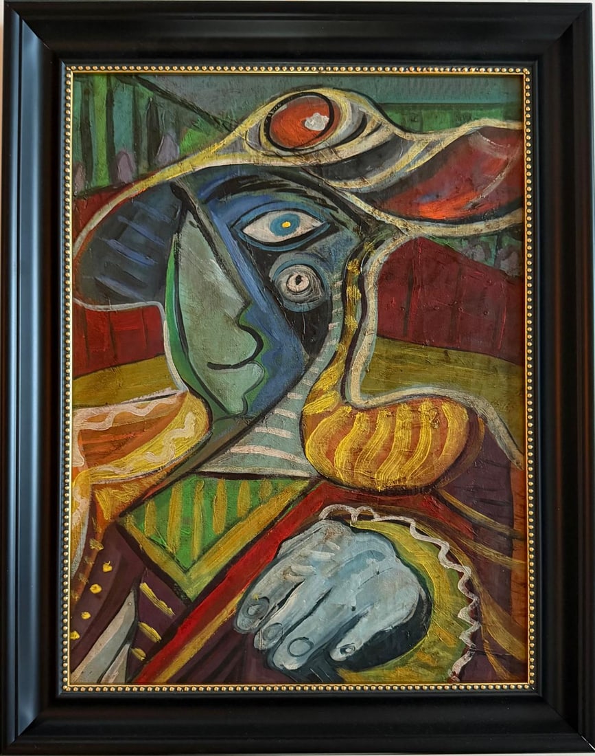 Pablo Picasso Spanish 1881–1973 Oil on Canvas Painting in the Style of Cubist Portrait "Two Eyes" (1 of 6)