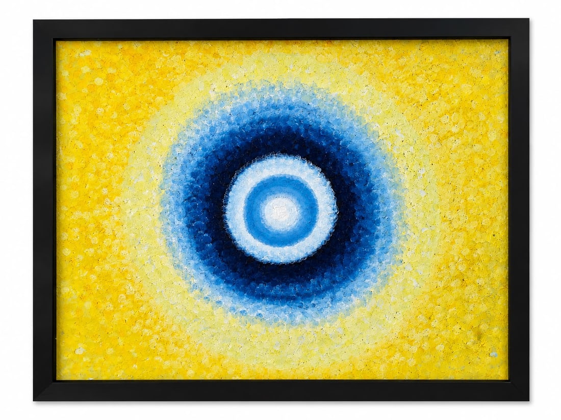Richard Pousette-Dart American 1916–1992 Oil on Canvas Painting in the Style of Abstract: Title: Celestial Meditation Technique: Oil on Canvas. Measures: 23 x 31 inches (58.4 x 78.7 cm). Year: Circa 1960s. Condition: Good overall condition. The surface exhibits vibrant color with textured 