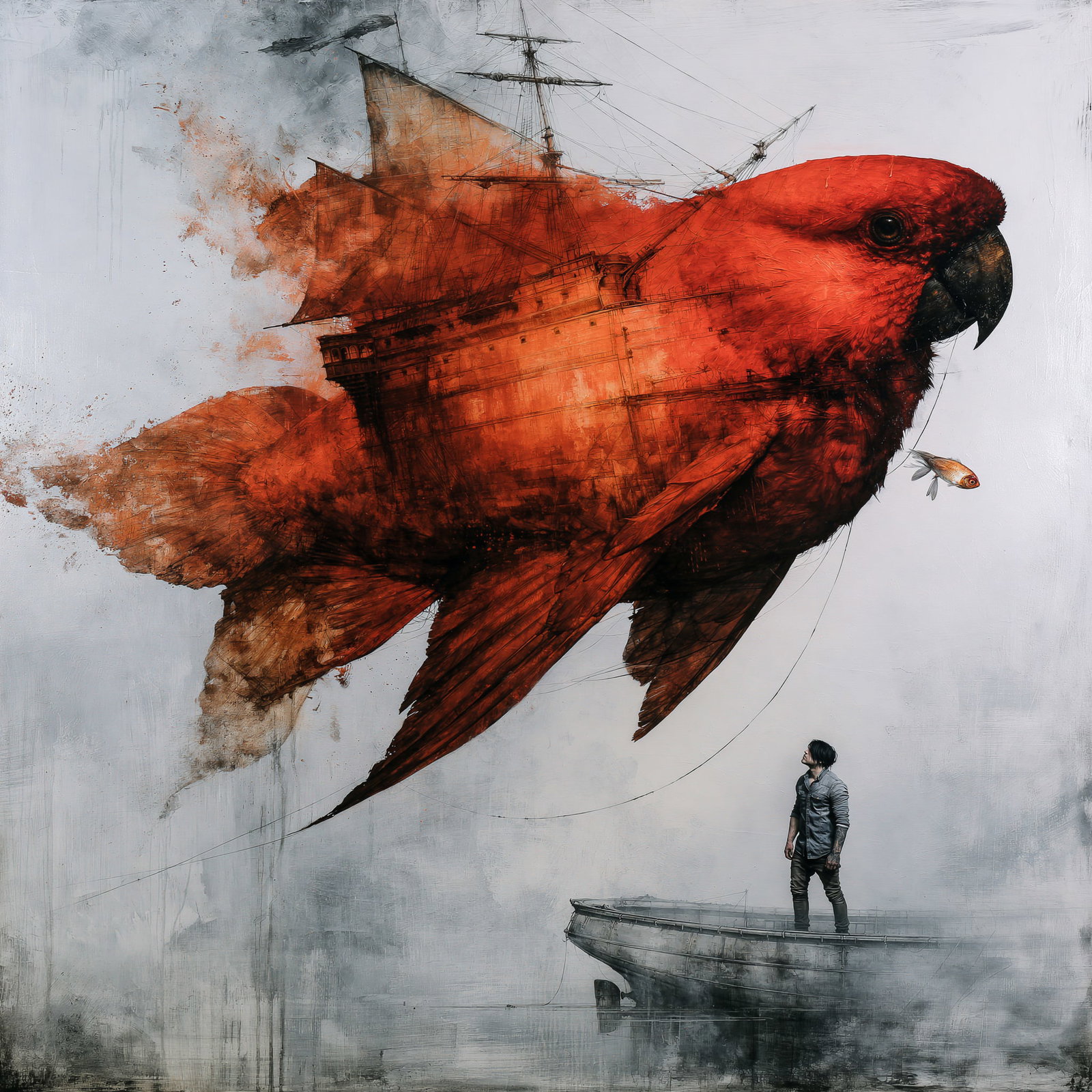 The Crimson Navigator. Acrylic print on panel. By the IAAG Artists Group. Contemporary. (1 of 2)