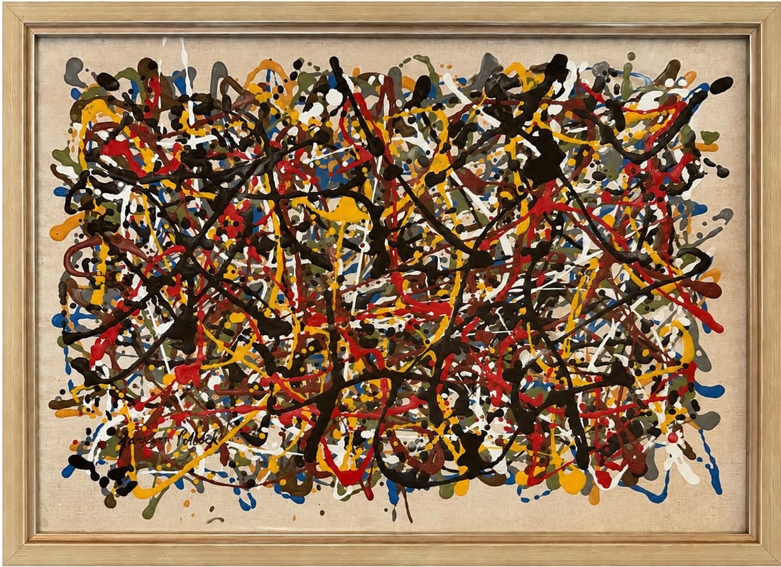 Jackson Pollock American 1912-1956 Oil on paper painting in the style of ,Rothko ,de Kooning Era. (1 of 6)