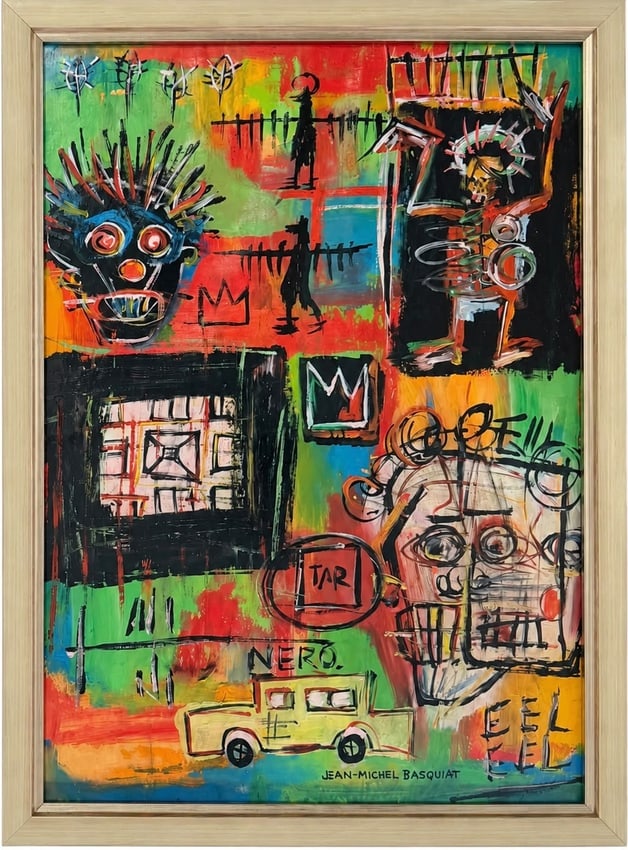 Jean Michel Basquiat, American (1960–1988) oilstick on paper, Warhol, Pollock Era (1 of 6)