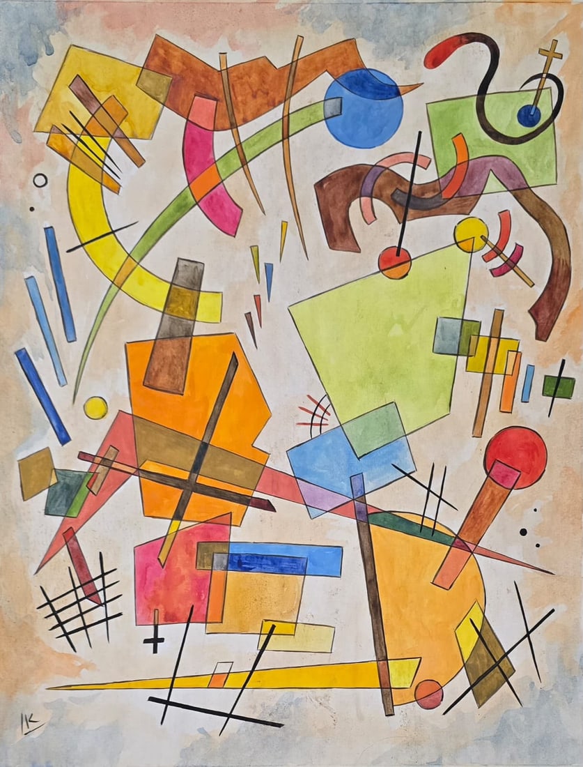 Wassily Kandinsky Russian 1866-1944 Watercolor on paper painting in the style of ,Klee ,Marc Era. (1 of 6)
