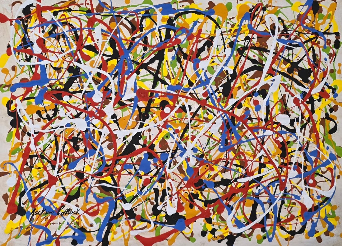 Jackson Pollock American 1912-1956 Oil on paper painting in the style of ,Rothko ,de Kooning Era. (1 of 4)