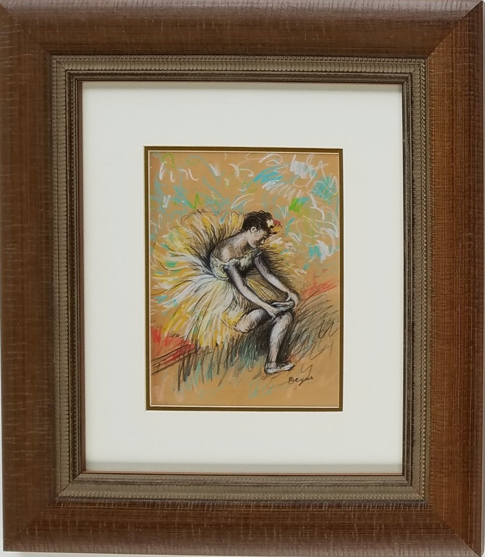 Edgar Degas (Pastel on paper): Pastel on paper 11 3/4 x 8 3/4" Edgar Degas (US /deɪˈɡɑː/ or UK /ˈdeɪɡɑː/; born Hilaire-Germain-Edgar De Gas, French: [ilɛːʁ ʒ<