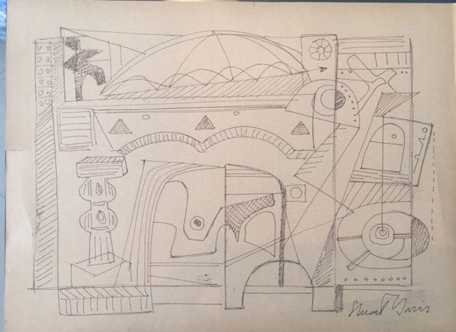 Stuart Davis (ink on paper): ink on paper 9 x 12" Stuart Davis (December 7, 1892 – June 24, 1964), was an early American modernist painter. (Not to be confused with the famous Scottish painter, Stuart Davis of Renfrew). He was