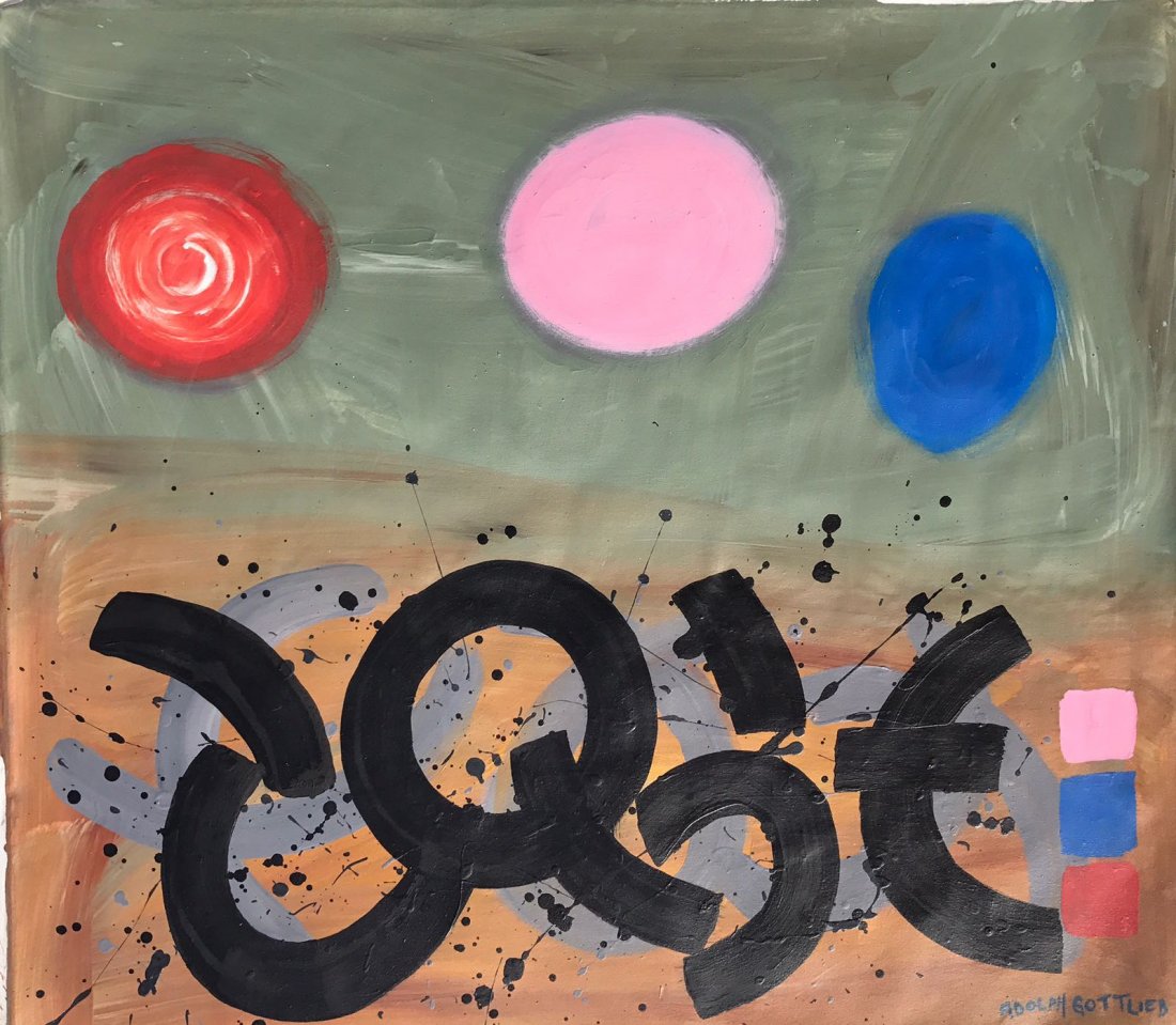 Adolph Gottlieb (1903-1974) Oil on canvas: Oil on canvas 45 x 51" Signed lower right, this piece is in very good condition. A certificate of authenticity is including this lot Adolph Gottlieb (March 14, 1903 – March 4, 1974) was an American 