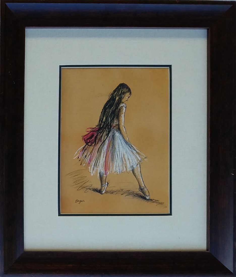 Edgar Degas (Pastel on paper): Pastel on paper 12 x 9" Edgar Degas (US /deɪˈɡɑː/ or UK /ˈdeɪɡɑː/; born Hilaire-Germain-Edgar De Gas, French: [ilɛːʁ ʒɛʁ