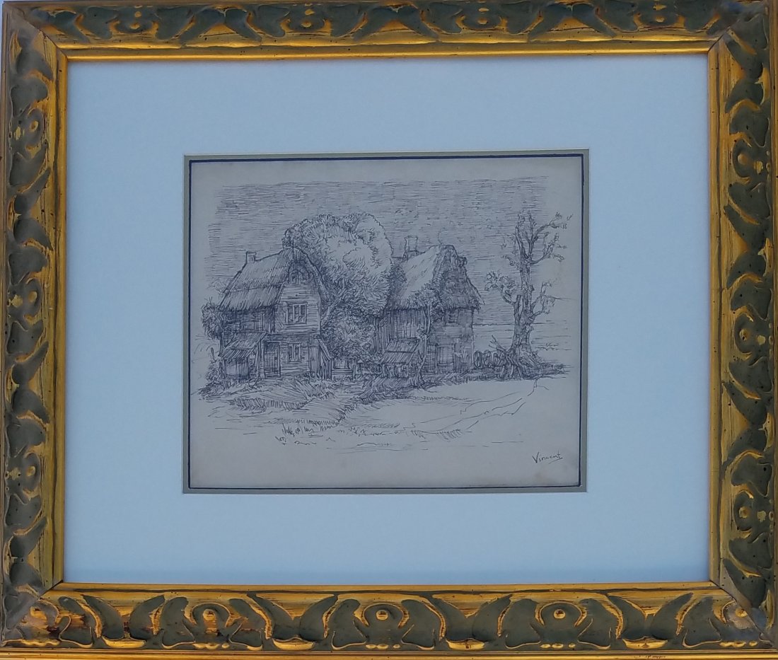 Vincent van Gogh (Ink on paper): ink on paper 9 1/4 x 11" Vincent Willem van Gogh (Dutch: [ˈvɪnsɛnt ˈʋɪləm vɑn ˈɣɔx] ( listen);[note 1] 30 March 1853 – 29 July 1890) was a Dutc