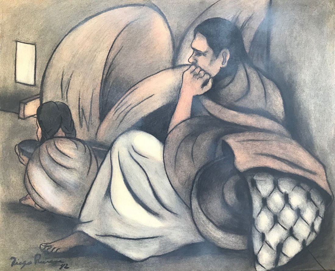 Diego Rivera (1886-1957) Charcoal on paper (1 of 2)