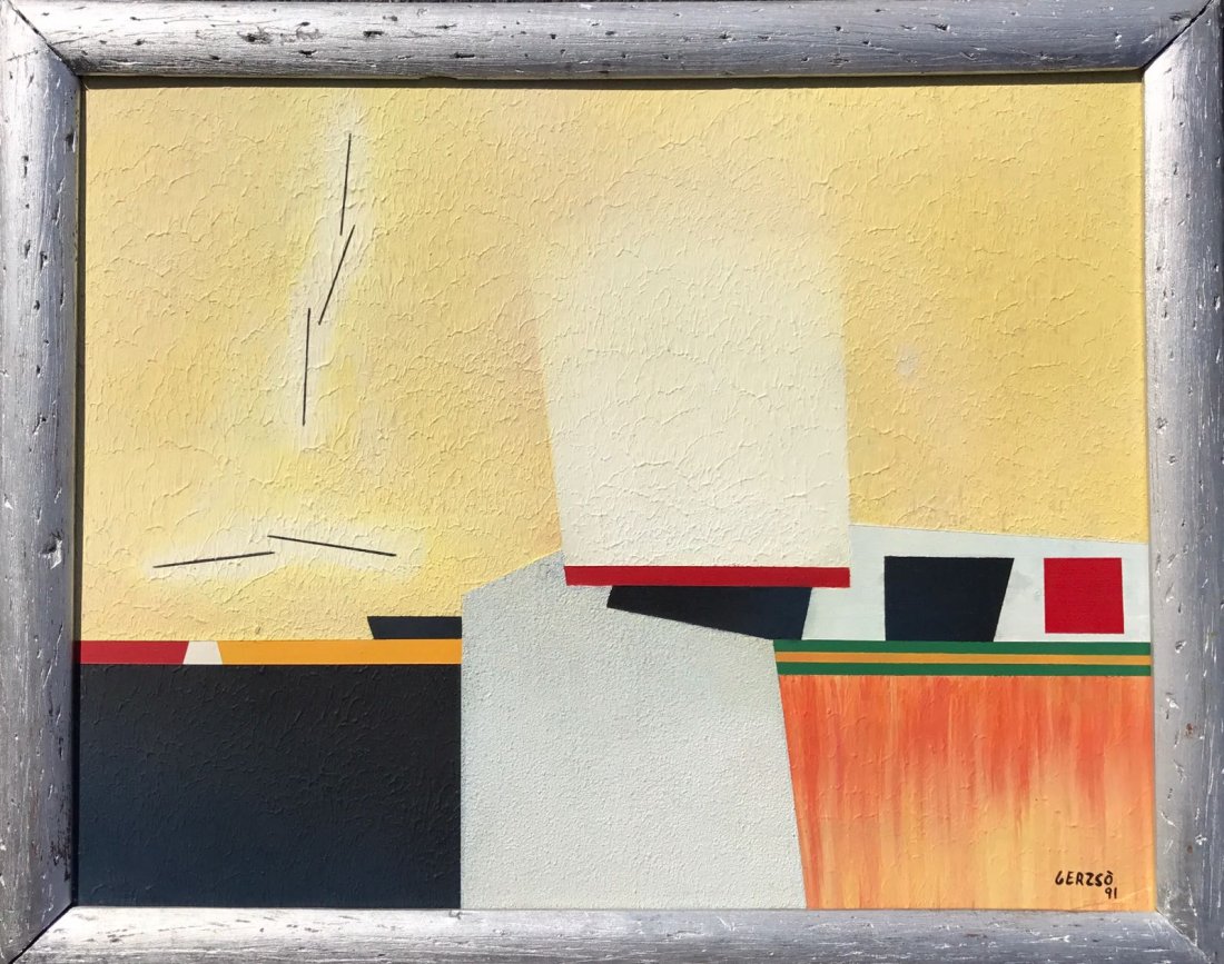 Gunther Gerzso (1915-2000) Oil on Masonite: Oil on Masonite 15 1/2 x 19 3/4" . This piece is in good condition, wood frame. A certificate on authenticity accompanied this lot Gunther Gerzso (June 17, 1915 – April 21, 2000) was a Mexican paint