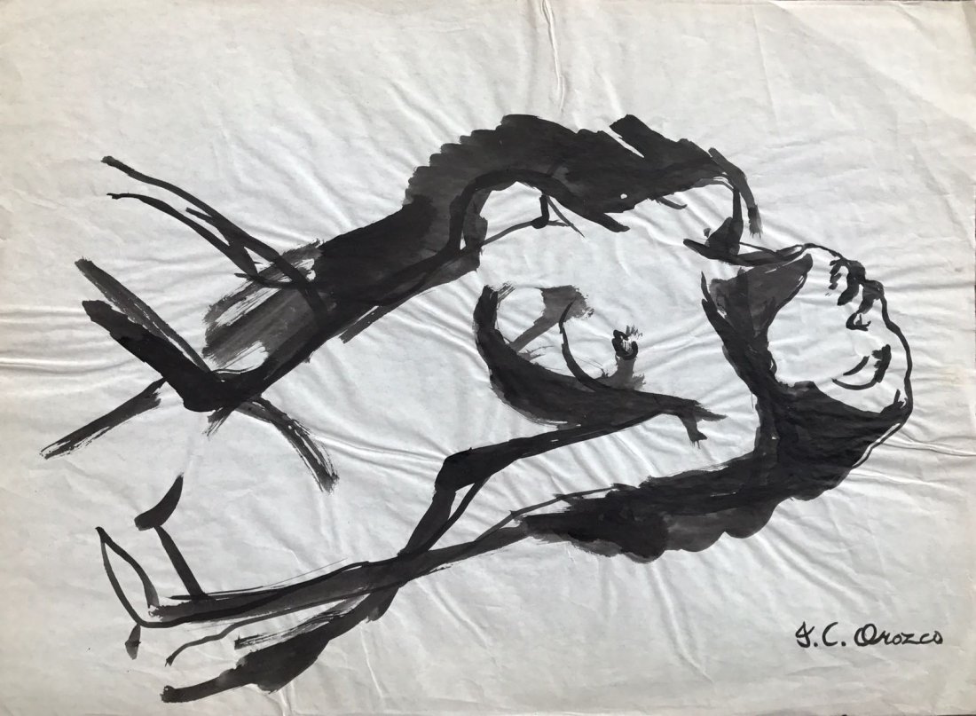 Ink on paper Painting V$5,000: In the style of Jose Clemente Orozco Ink on paper COA Provide 14 x 18"José Clemente Orozco (November 23, 1883 – September 7, 1949) was a Mexican painter, who specialized in political murals that es