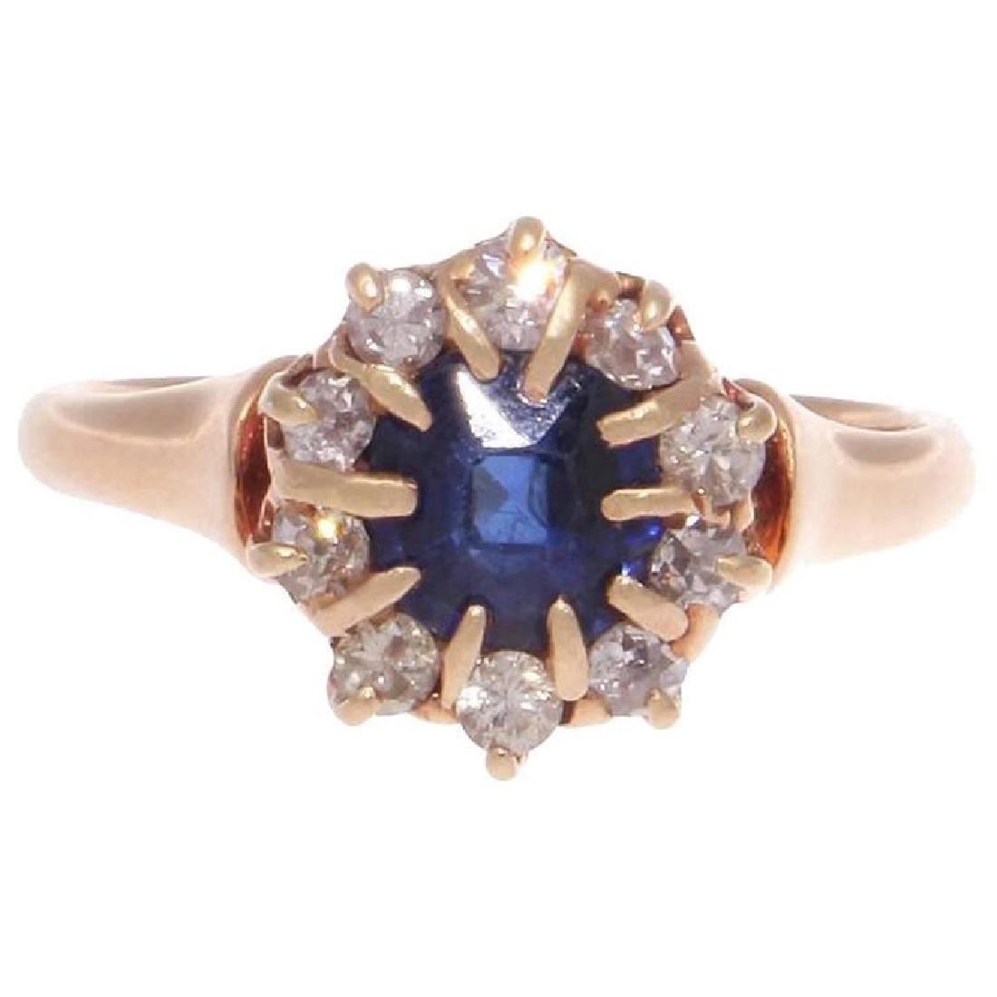 Antique Sapphire Diamond Gold Ring (1 of 4)