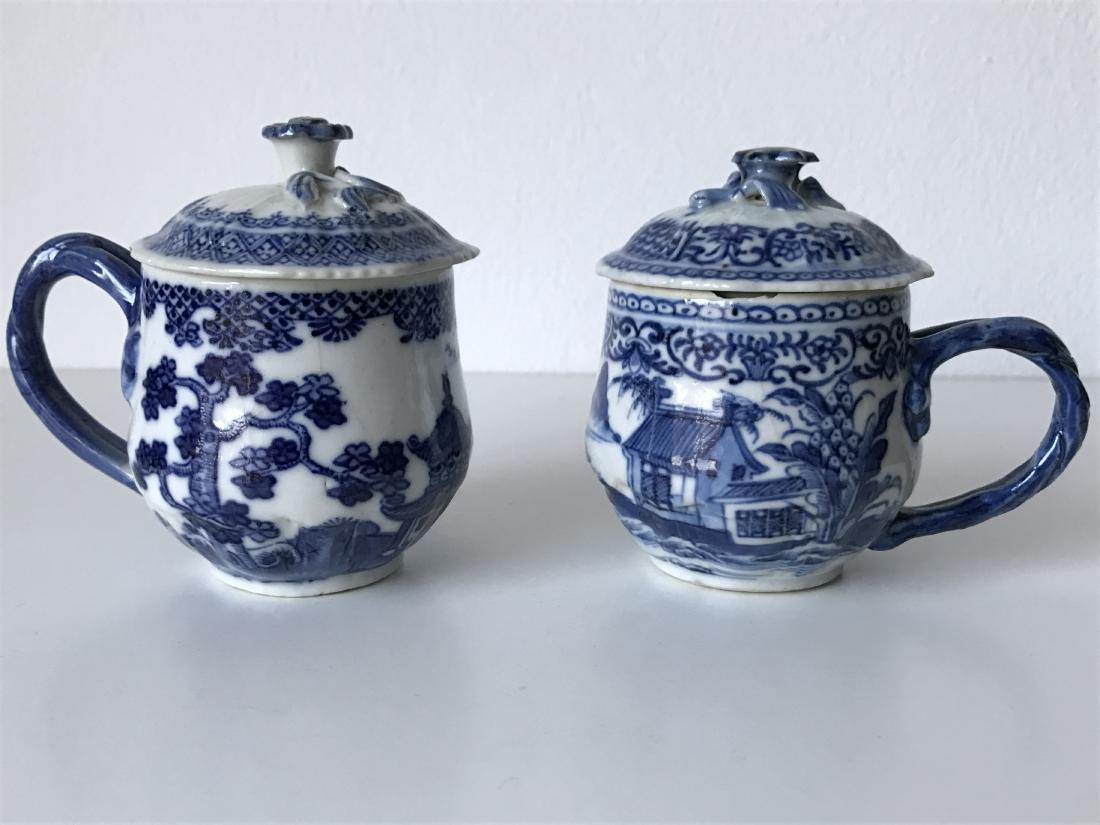 Two Chinese Qianlong Export Blue White Mustard Pots (1 of 10)