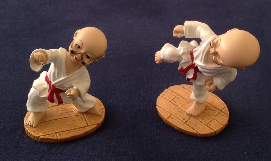 Two Chinese Style Karate Ceramic Figurines