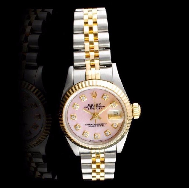 Rolex 18K SS DateJust Pink MOP Diamond Ladies Watch (1 of 6)