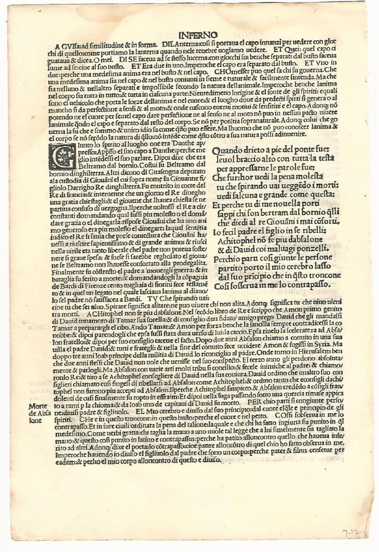 Leaf From Dante Divine Comedy Inferno (1 of 2)