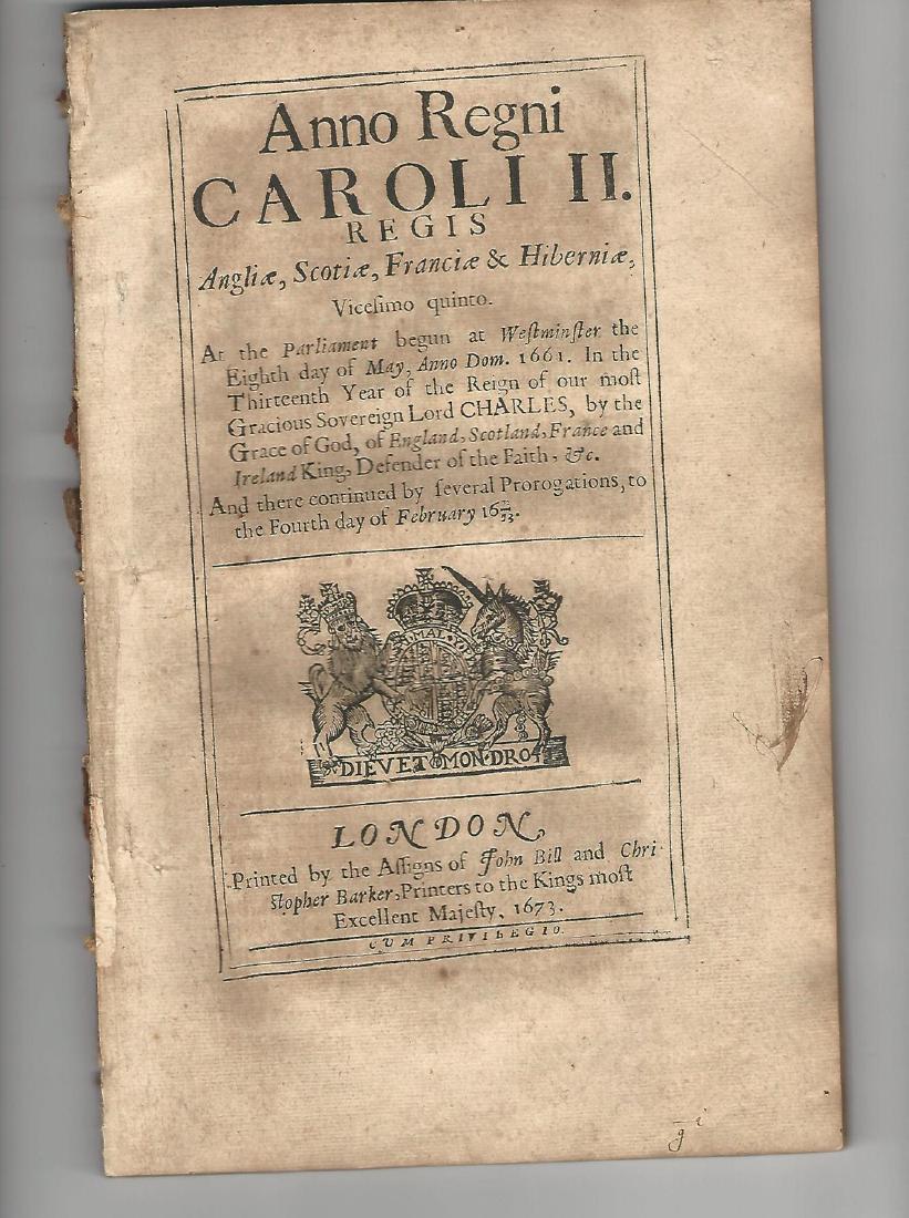 1673 Decorative Black Letter English Tax Act: Title: 1673 Decorative Black Letter English Tax Act Author: Anno Regni Caroli Ii Publishing : John Bill And Christopher Barker, 1673, London 132 pages. Disbound, very good. Includes decorative cover 