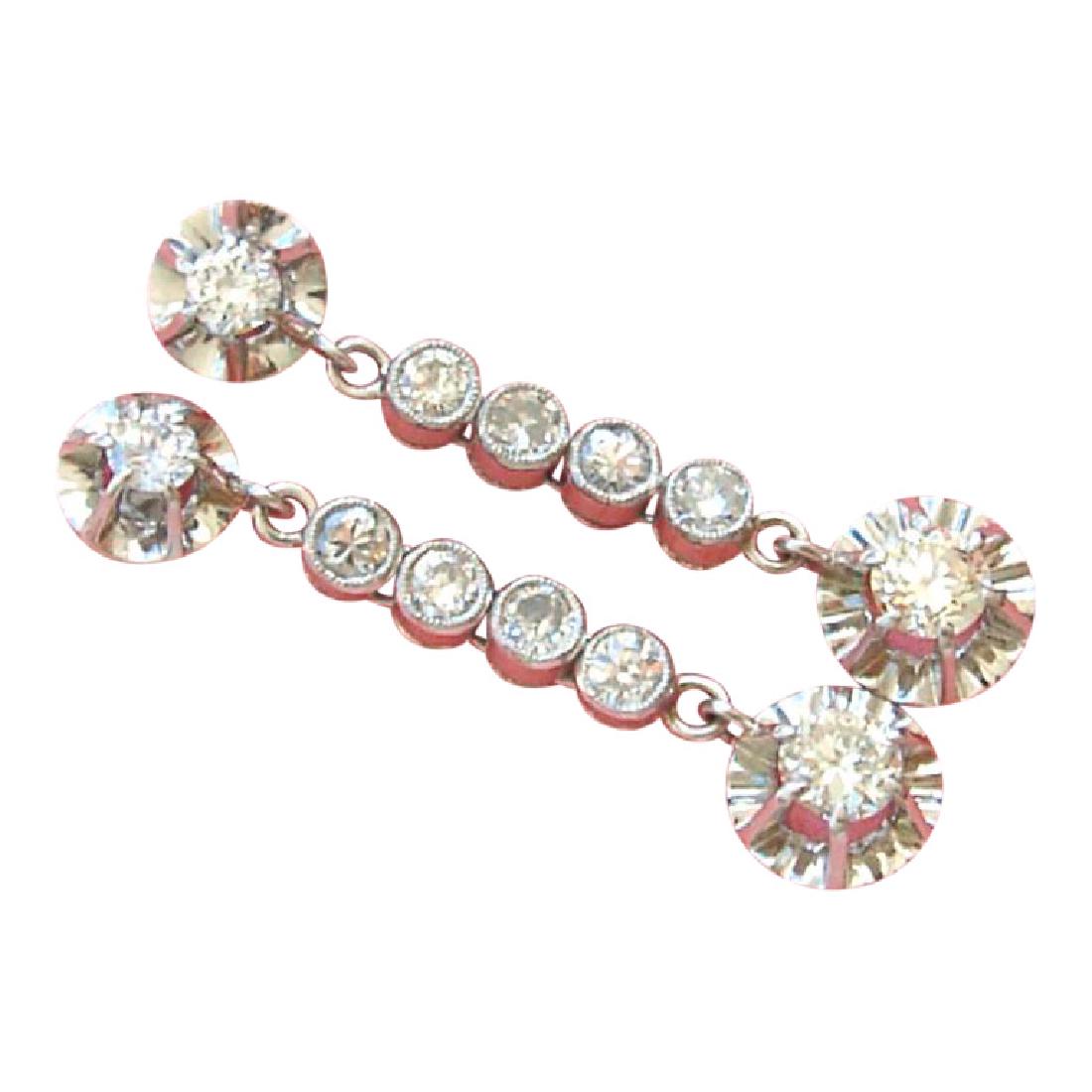 Antique Art Deco Diamond Platinum Dangle Earrings, 1930 (1 of 10)