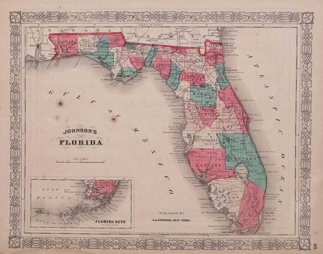 Johnson Map of Florida, 1863 (1 of 1)