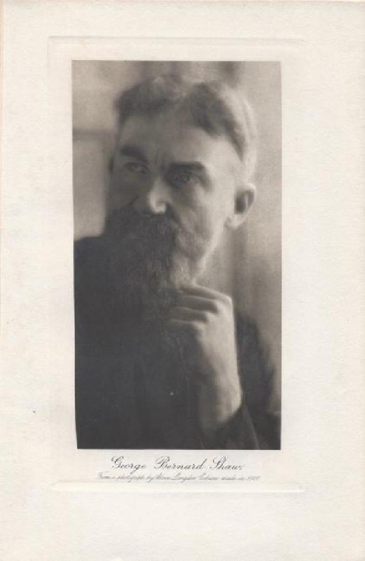 A. LANGDON COBURN - George Bernard Shaw, 1907: Artist: A. LANGDON COBURN Print Title: George Bernard Shaw, 1907 Medium: Vintage Photogravure Printed in the USA, 1911 Image Size: 3 x 5.75 inches Alvin Langdon Coburn was an early 20th-century photog