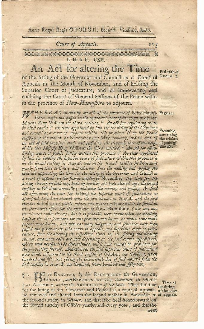 1771 Colonial Act Judiciary Court of Appeals (1 of 2)