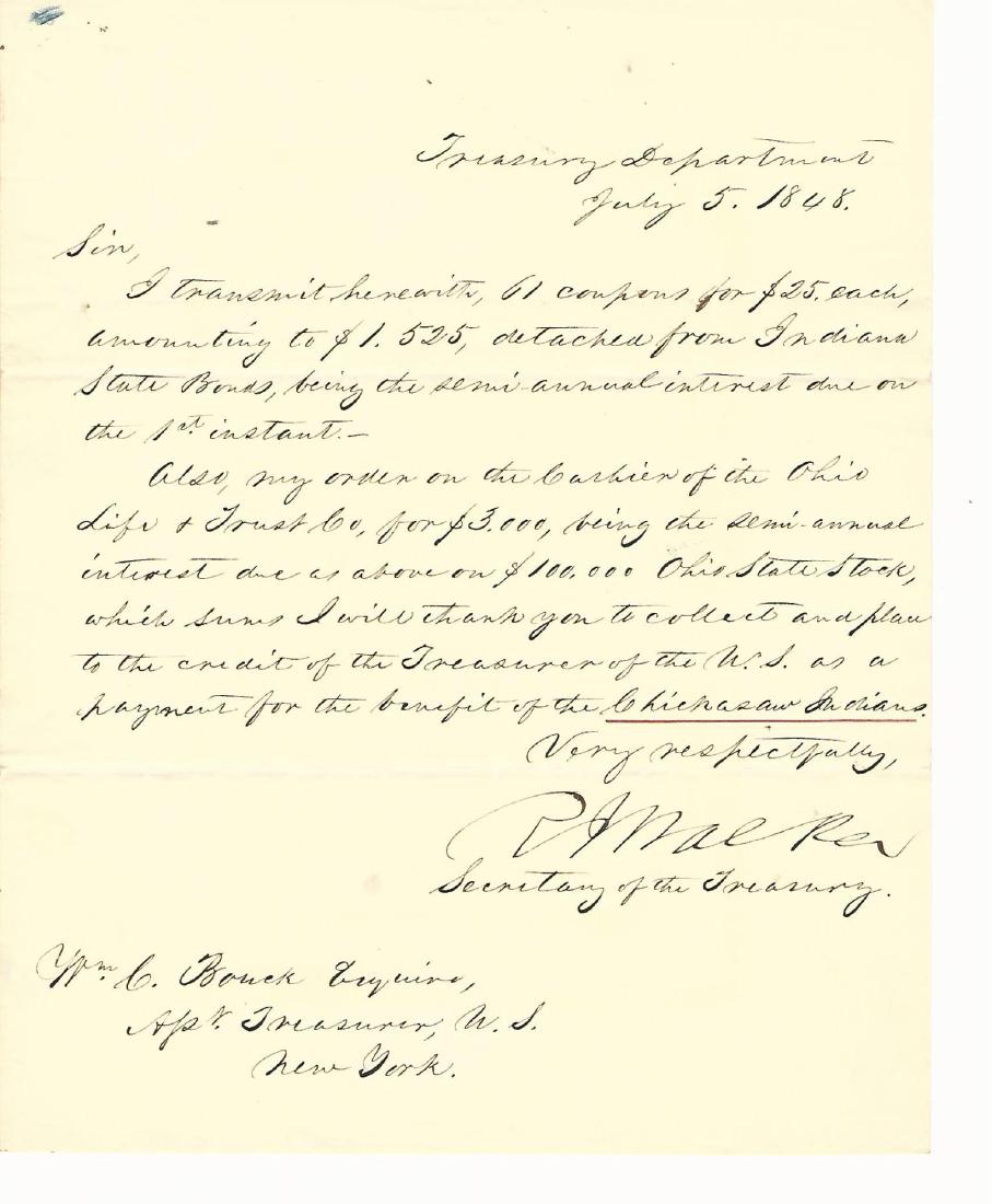 1848 Robert Walker Letter Chickasaw Indian Tribe (1 of 2)