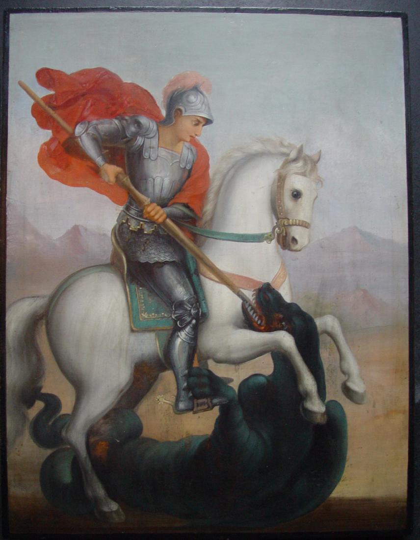Large Saint George Russian Icon, 19th C (1 of 4)