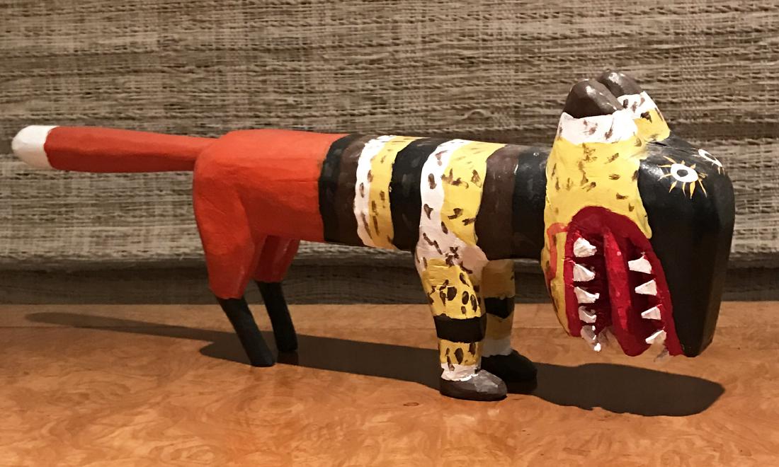 Tiox by Minnie Adkins: Items: Tiox by Minnie Adkins Size: 18 x 3 x 6 in. Carved Wood Please note that this lot has a confidential reserve. When you leave a bid in advance of the auction, submit your maximum. Jasper52 will b