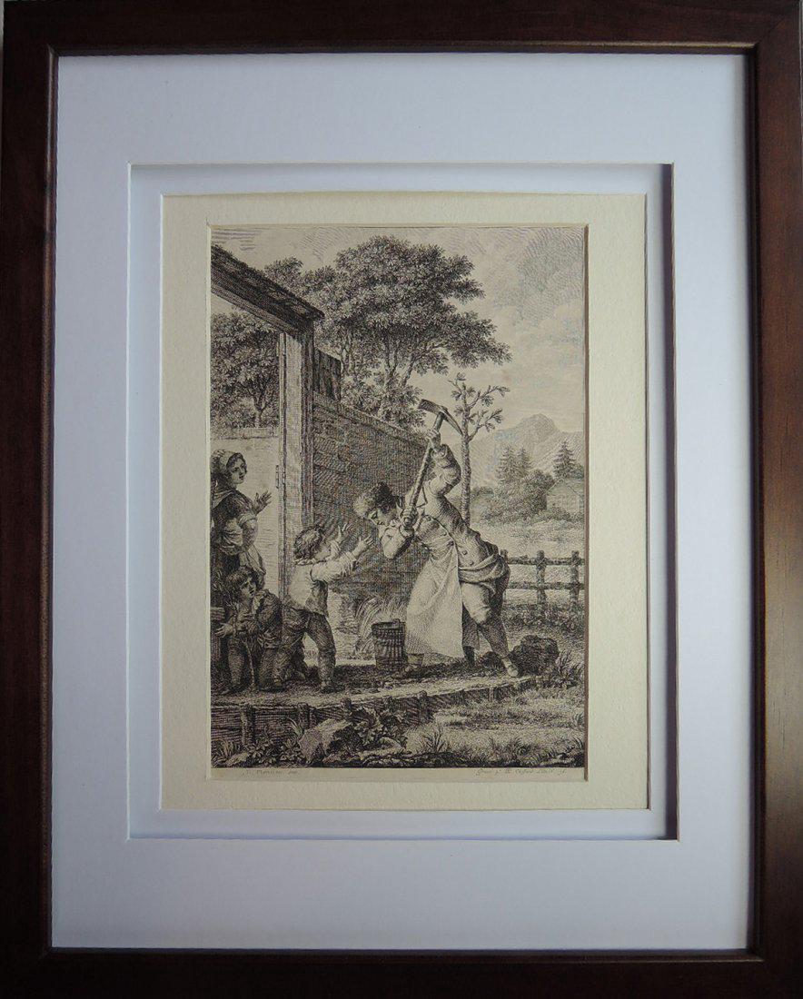Pierre-Philippe Choffard Etching (French 1730–1809): Item: Pierre-Philippe Choffard Etching (French 1730–1809) Size: 8 3/8 x 5.75 in. Family in the Garden Nicolas-André Monsiau (French 1754-1837) Pierre-Philippe Choffard (French 1730–1809) Etching