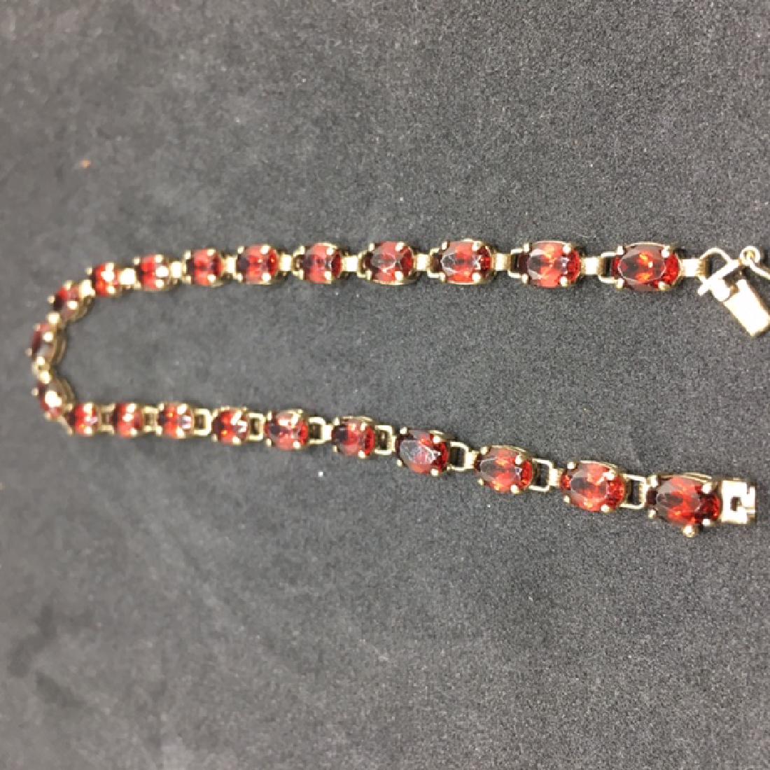 Cid 10k Solid Yellow Gold Garnet Tennis Bracelet