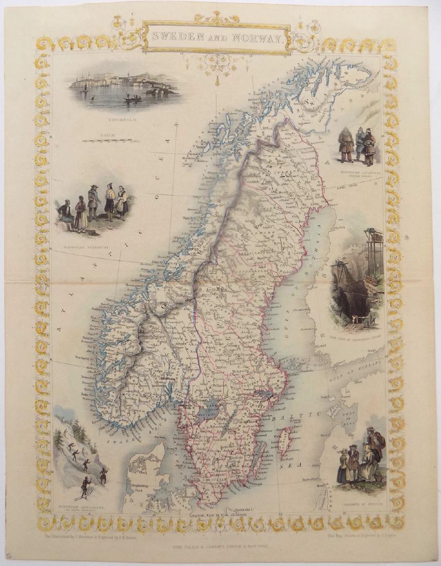 Map of Sweden & Norway by Tallis, 1851 (1 of 5)