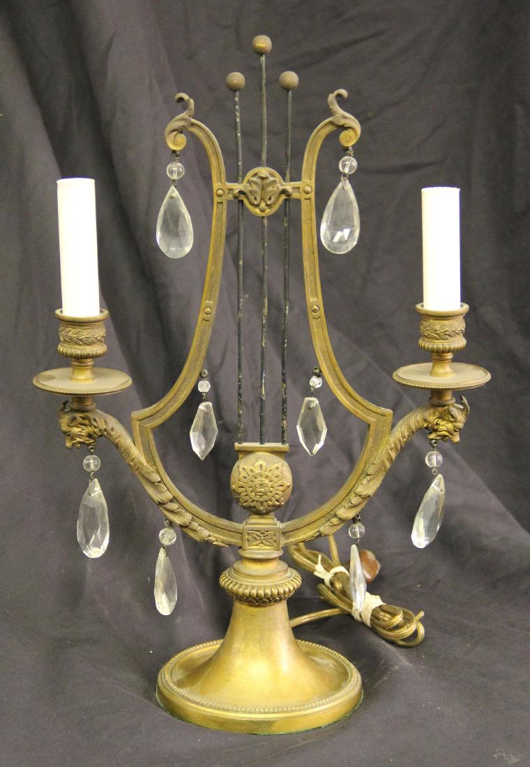Gilt Bronze and Crystal Double Light Lamp (1 of 3)