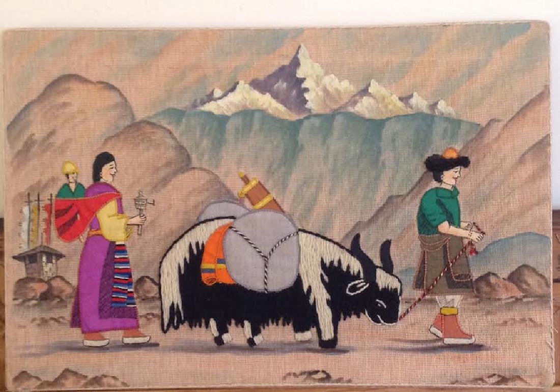 Rare Embroidery Needlework Mongolian Style Art, Farm (1 of 10)