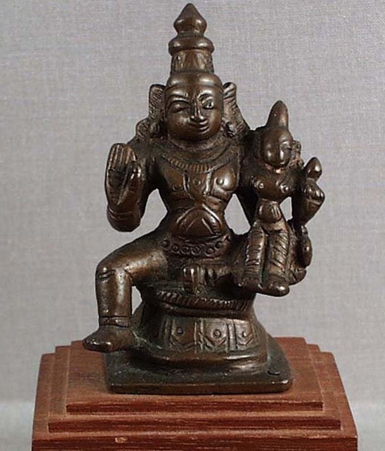 19th C Indian Bronze Vishnu & Lakshmi (1 of 2)