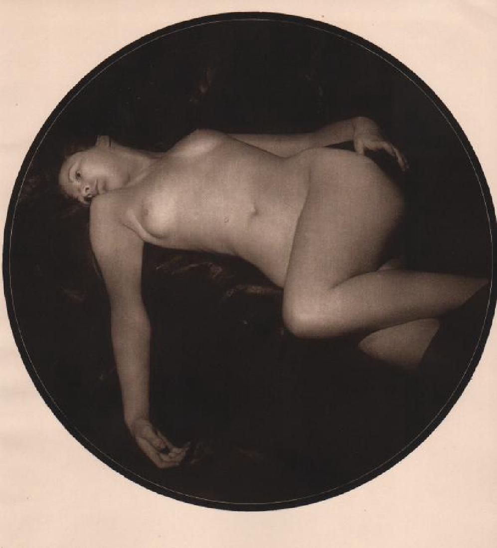 WALTER BIRD - Reclining Nude: Artist: WALTER BIRD Print Title: Reclining Nude Printing Date: 1938 Medium: Sepia Sheet-Fed Gravure Printer: VanDyck Printers Ltd (UK) Image Size: 8.5 round A very scarce, early, large gravure by one 