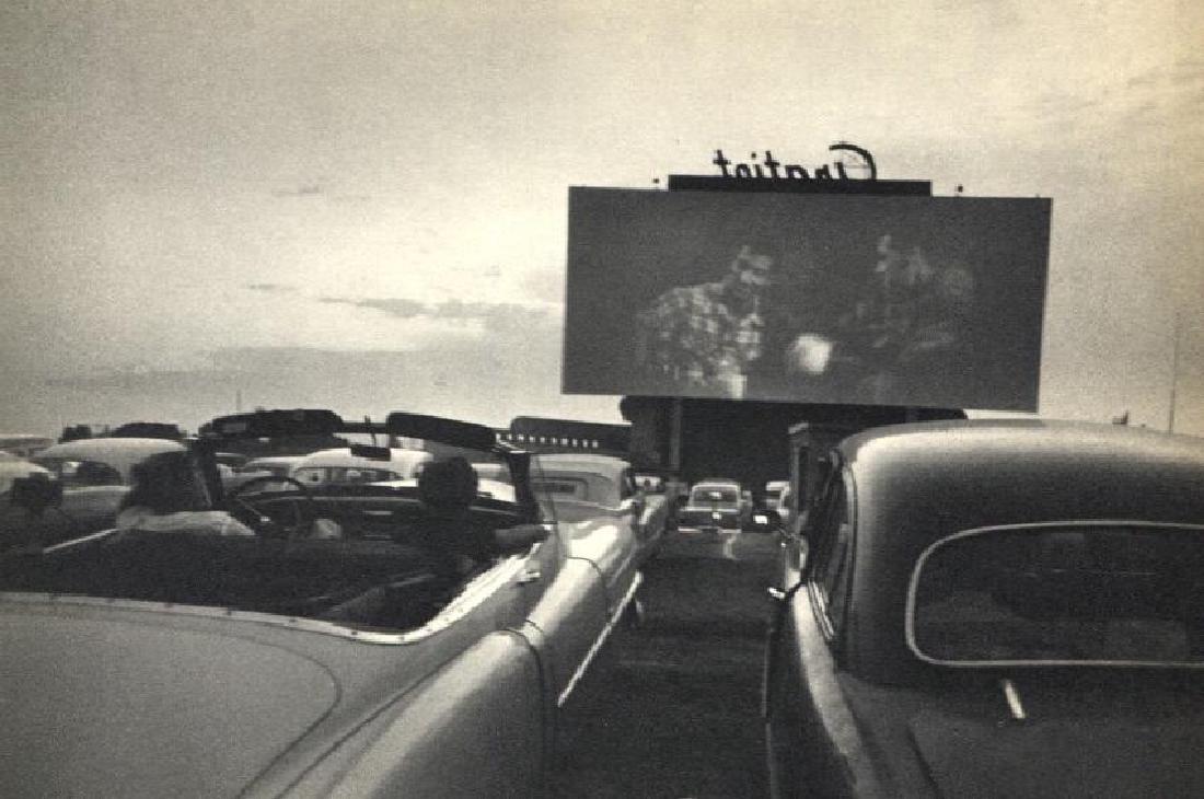 ROBERT FRANK - Drive in Movie, Detroit: Artist: ROBERT FRANK Print Title: Drive in Movie, Detroit Medium: Vintage Sheet-fed Gravure Printed in 1958 in France Image Size: 4.5 x 6.5 inches Robert Frank (b. 1924) is an American photographer an
