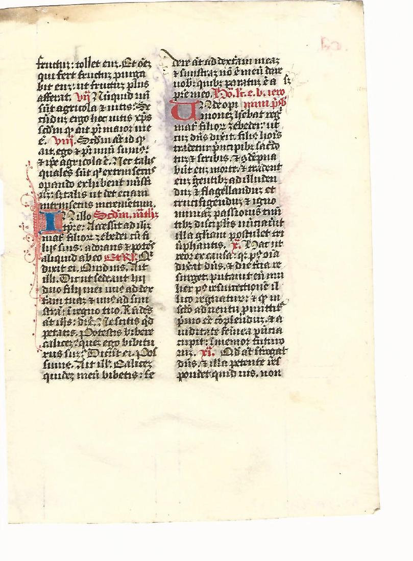 14th C Medieval Manuscript Prayer Leaf (1 of 2)