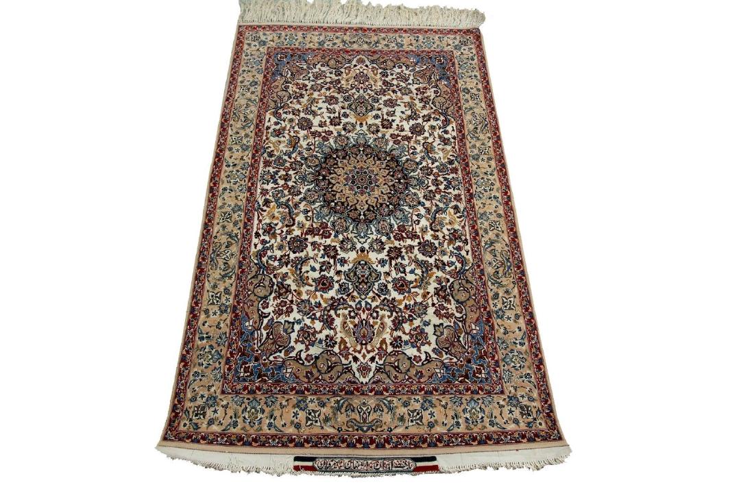 Silk Pile Fine Persian Esfahan Rug 4'x6' (1 of 9)