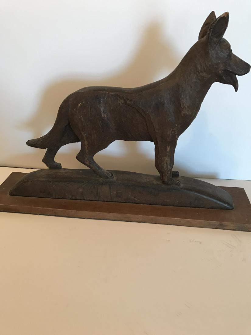 Wood German Shepherd Dog Carving (1 of 3)