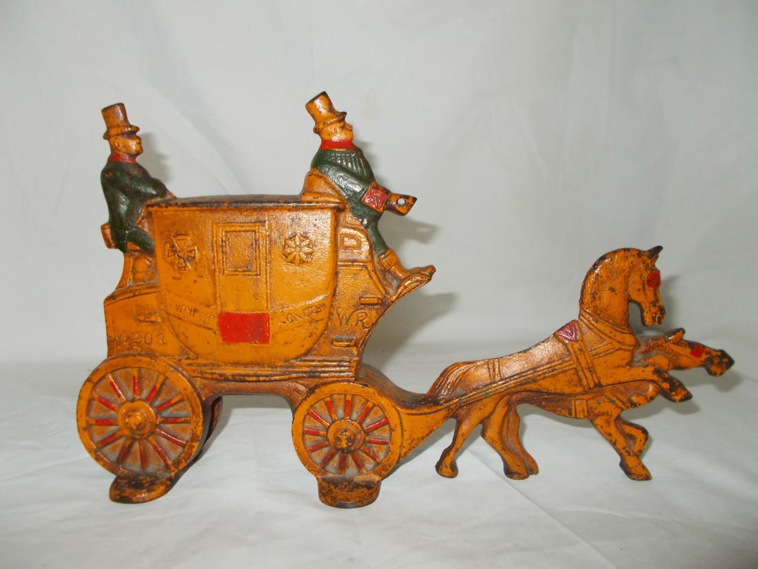 Painted Cast Iron Door Stop Carriage (1 of 2)