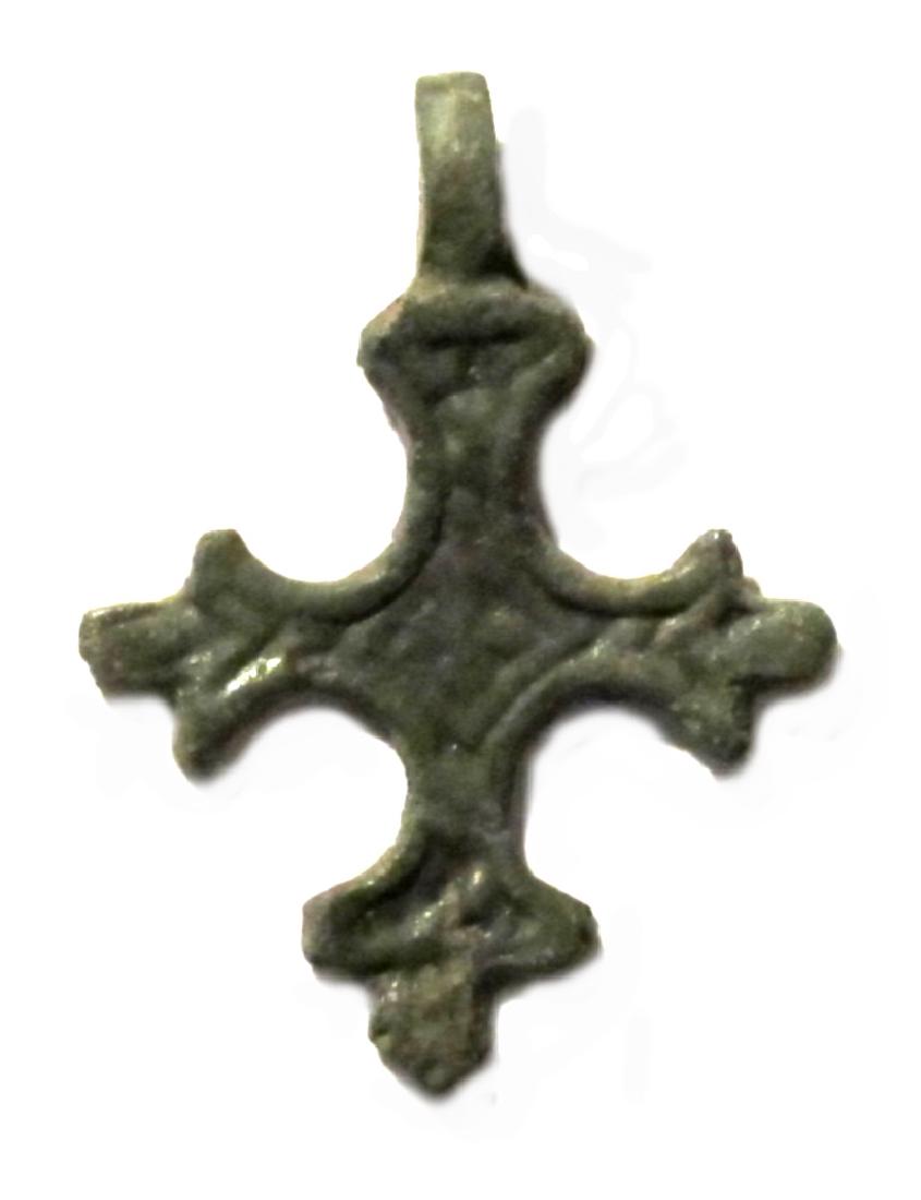 Russian Child Bronze Cross Pendant, 12-13th C (1 of 2)