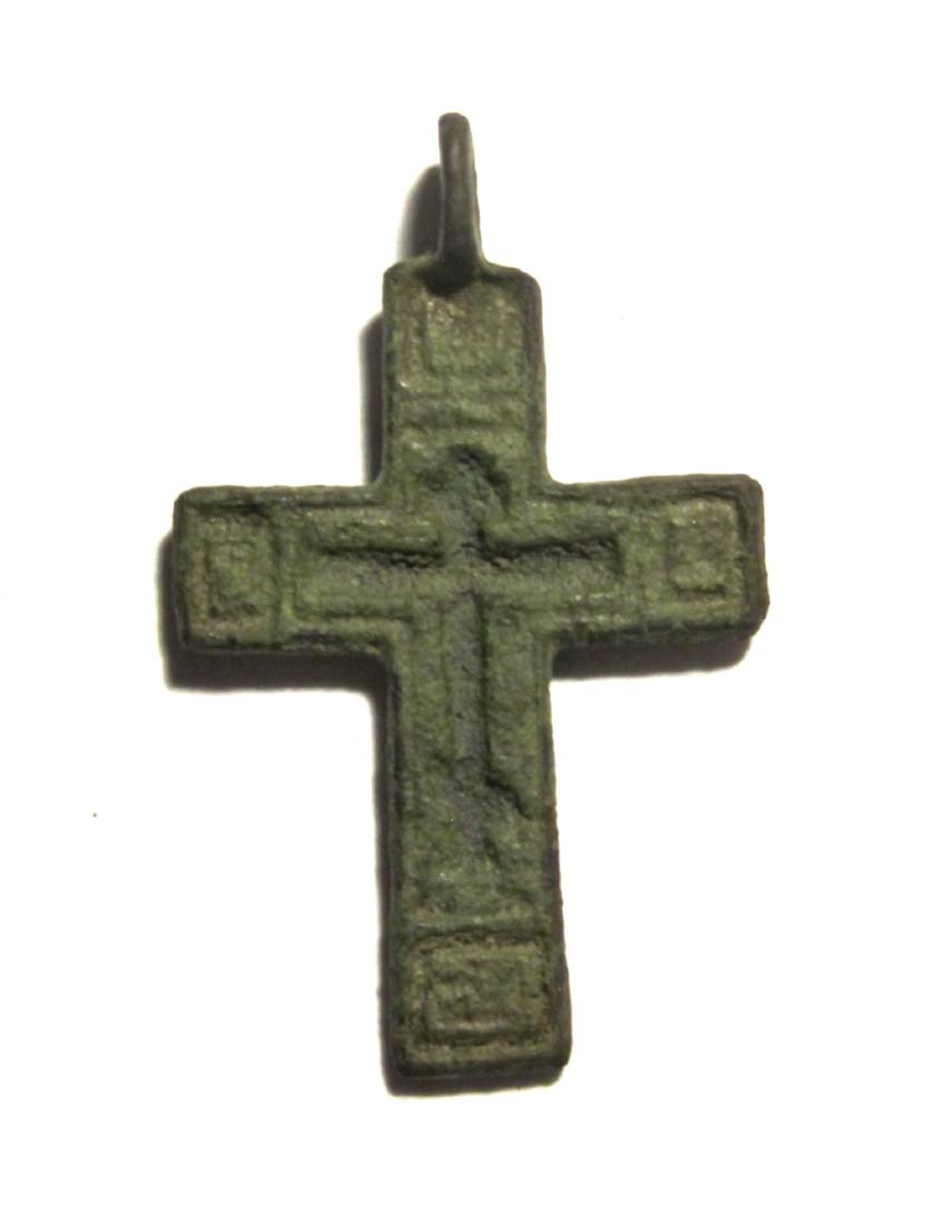 Russian Bronze Cross Pendant, 17th C (1 of 2)