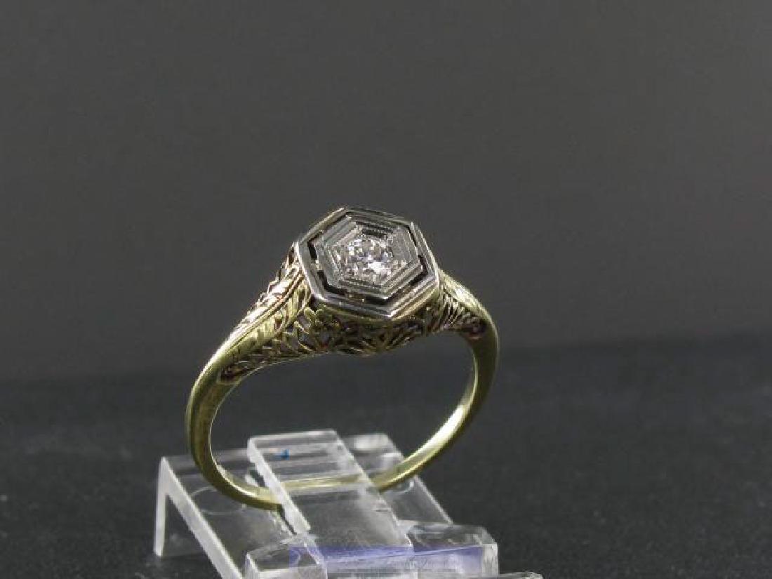 Vintage 14K Gold Diamond Filigree Style Ring (1 of 3)