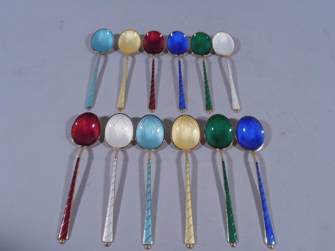 12 Danish Modern Sterling Silver & Enameled Spoons (1 of 7)