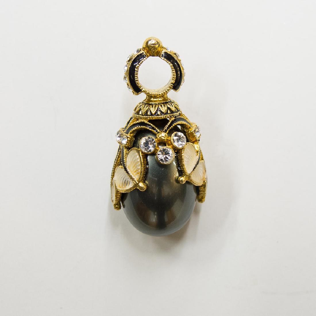 Russian Miniature Silver & Enamel Egg Pendant (1 of 2)