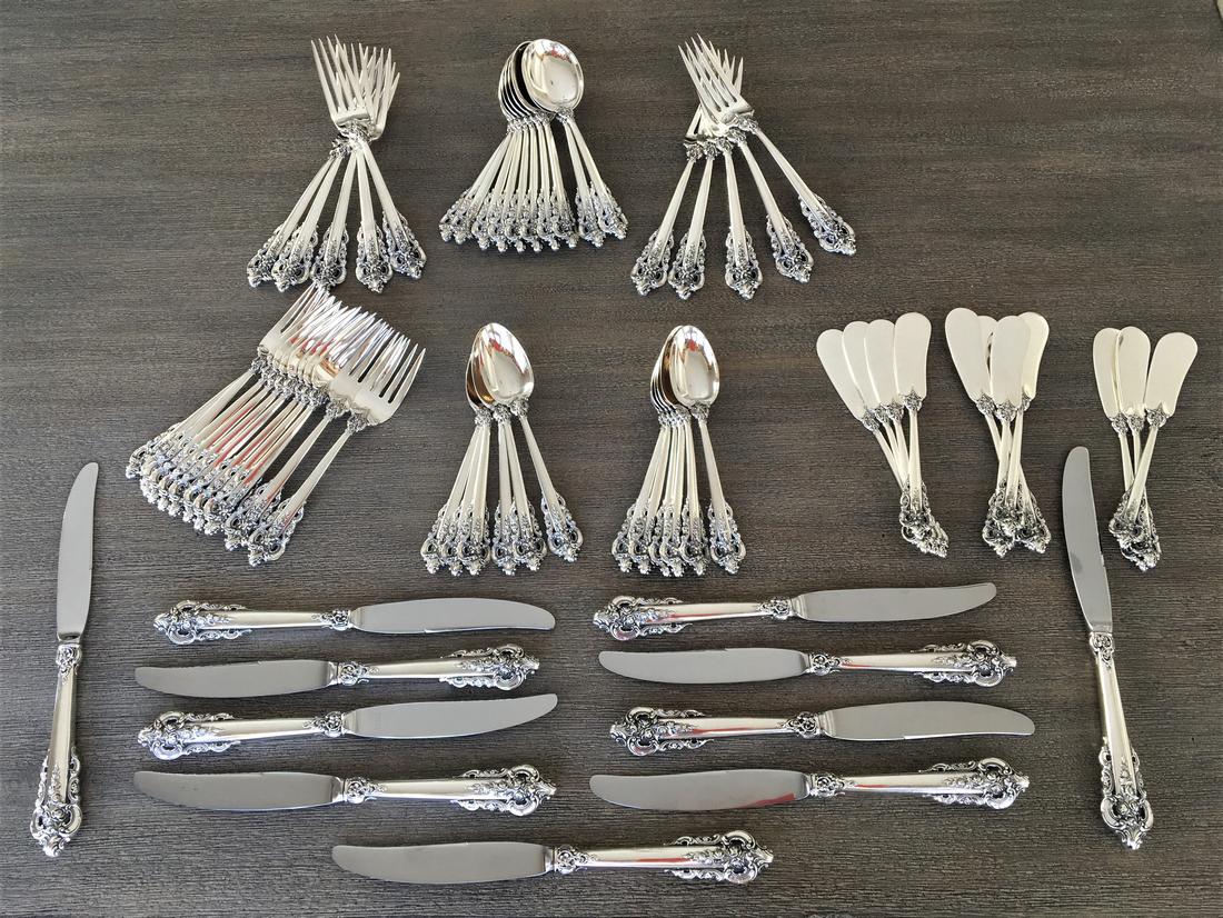 Wallace 65 Piece Sterling Grande Baroque Flatware Set (1 of 6)