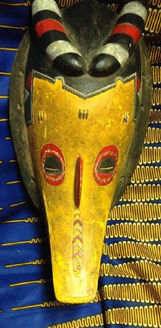 African Tribal Ceremonial Horn Head Crocodile Mask (1 of 3)